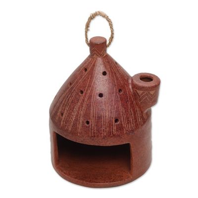 Alternate image for Artisan Made Terracotta Ceramic Birdhouse from Indonesia Cozy Hut