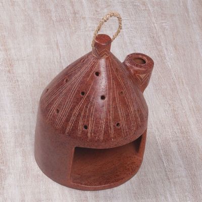 Alternate image for Artisan Made Terracotta Ceramic Birdhouse from Indonesia Cozy Hut
