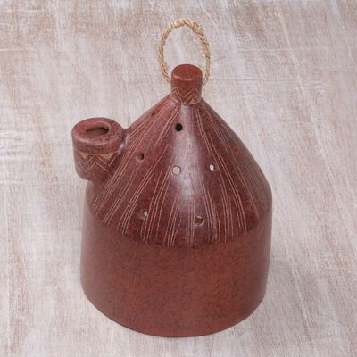 Alternate image for Artisan Made Terracotta Ceramic Birdhouse from Indonesia Cozy Hut