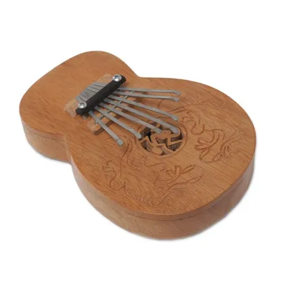 Alternate image for Decorative Teak Wood Kalimba Thumb Piano from Indonesia Gecko Curves