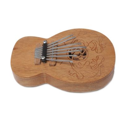 Alternate image for Decorative Teak Wood Kalimba Thumb Piano from Indonesia Gecko Curves