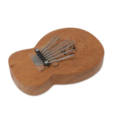 Alternate image for Decorative Teak Wood Kalimba Thumb Piano from Indonesia Gecko Curves