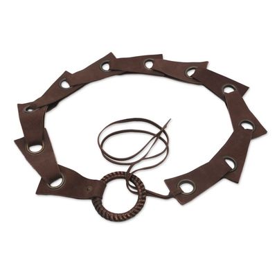 Alternate image for Brown Contemporary Stainless Steel Accented Leather Belt Contemporary Edge in Brown