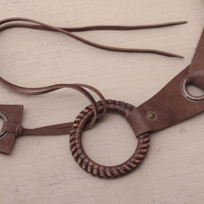 Alternate image for Brown Contemporary Stainless Steel Accented Leather Belt Contemporary Edge in Brown