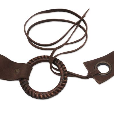 Alternate image for Brown Contemporary Stainless Steel Accented Leather Belt Contemporary Edge in Brown