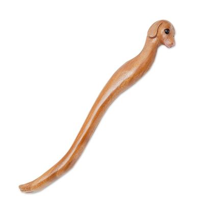 Alternate image for Dachshund Dog Paw Wood Back Scratcher Hand Carved in Bali Dachshund Delight in Natural