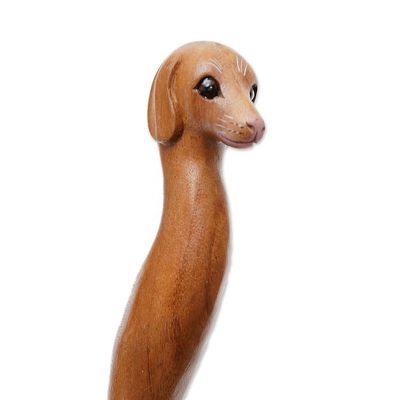 Alternate image for Dachshund Dog Paw Wood Back Scratcher Hand Carved in Bali Dachshund Delight in Natural