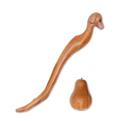 Alternate image for Dachshund Dog Paw Wood Back Scratcher Hand Carved in Bali Dachshund Delight in Natural