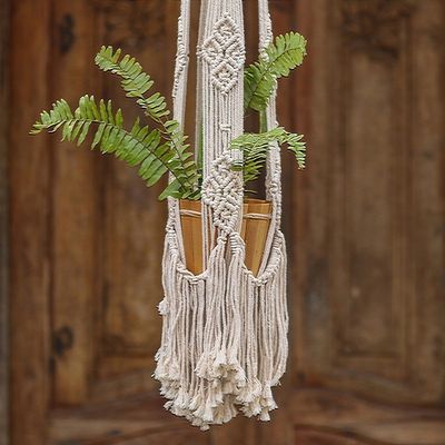 Alternate image for Handwoven Single Cotton Flower Pot Hanger from Bali Tegalalang Plants