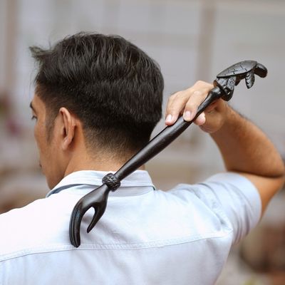 Alternate image for Black Turtle Themed Wood Back Scratcher Hand Carved in Bali Turtle Relief in Black