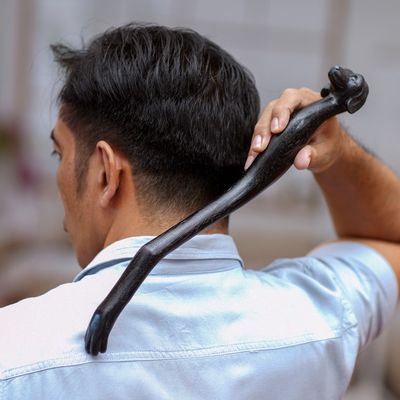 Alternate image for Black Cat Paw Wood Back Scratcher Hand Carved in Bali Kitty Comfort in Black