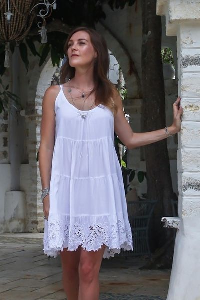 Alternate image for Embroidered Rayon Sundress in Snow White from Bali Snow White Dewi