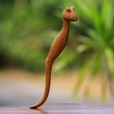Alternate image for Handmade Suar Wood Gecko Back Scratcher from Bali Sleepy Gecko
