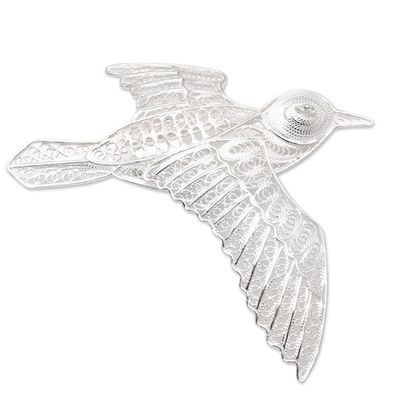 Alternate image for Sterling Silver Filigree Pigeon Brooch from Java Intricate Pigeon