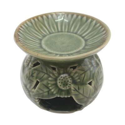 Alternate image for Sunflower Motif Green Ceramic Oil Warmer Fragrant Sunflower
