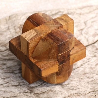 Alternate image for Handcrafted Teak Wood Puzzle Crafted in Java Mental Exercise