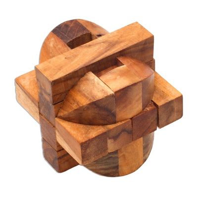 Alternate image for Handcrafted Teak Wood Puzzle Crafted in Java Mental Exercise