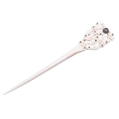 Alternate image for Bone and Garnet Butterfly Hair Pin from Bali Butterfly Love