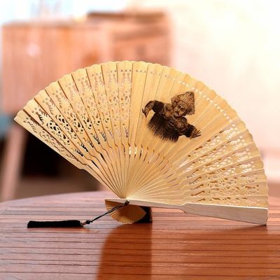 Alternate image for Baris Dance Mahogany Wood Hand Fan from Bali Baris Dance