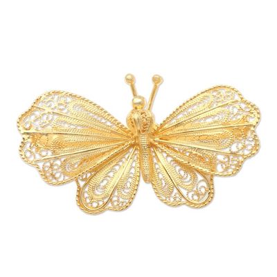 Alternate image for Gold-Plated Sterling Silver Butterfly Brooch Butterfly Radiance