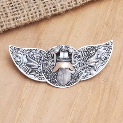 Alternate image for Hand Made Gold-Accented Brooch from Bali Balinese Myth