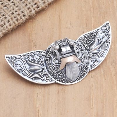 Alternate image for Hand Made Gold-Accented Brooch from Bali Balinese Myth