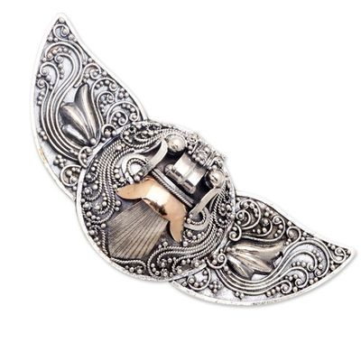 Alternate image for Hand Made Gold-Accented Brooch from Bali Balinese Myth