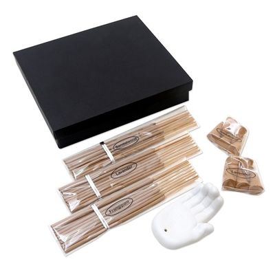 Alternate image for Lavender and Frangipani Ceramic Incense Set White Palm