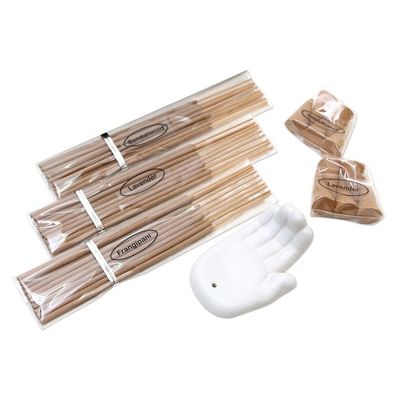 Alternate image for Lavender and Frangipani Ceramic Incense Set White Palm