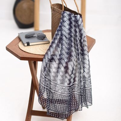 Alternate image for Hand-Stamped Silk Chiffon Shawl Between the Lines