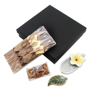 Alternate image for Floral-Themed Ceramic Incense Set Balinese Aroma