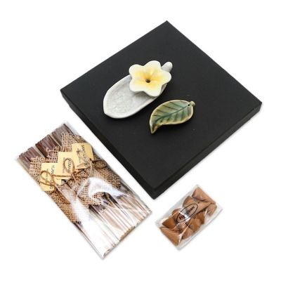 Alternate image for Floral-Themed Ceramic Incense Set Balinese Aroma