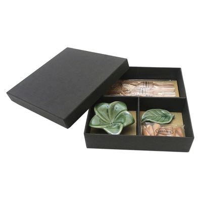 Alternate image for Ceramic Incense Set with Leaf Motif Scented Frangipani
