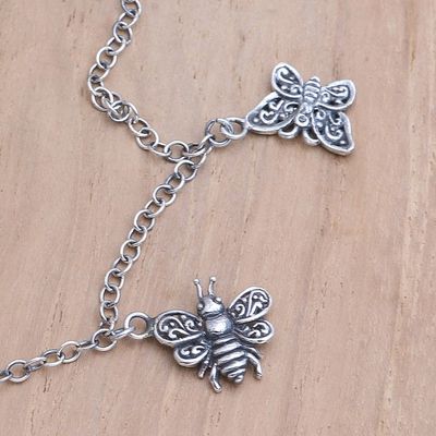 Alternate image for Javanese Garnet Charm Anklet with Butterfly Motif Wild Wings