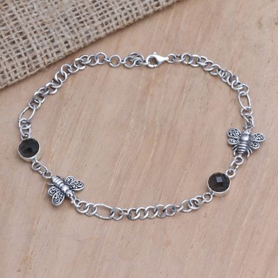 Alternate image for Handmade Smokey Quartz Anklet with Butterfly Motif Sweet Talk