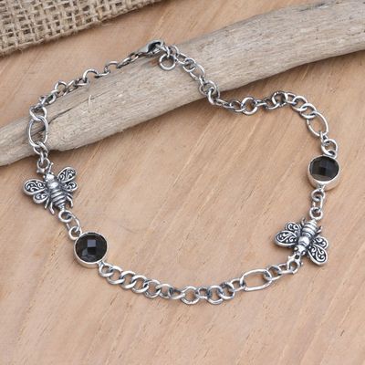 Alternate image for Handmade Smokey Quartz Anklet with Butterfly Motif Sweet Talk