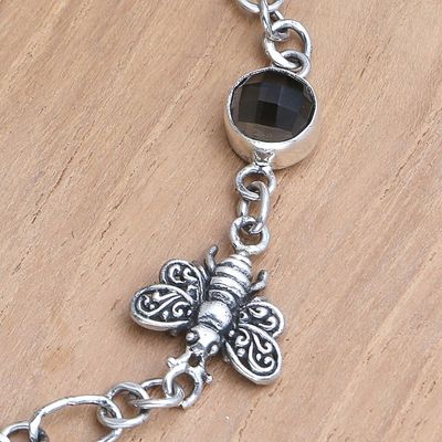 Alternate image for Handmade Smokey Quartz Anklet with Butterfly Motif Sweet Talk