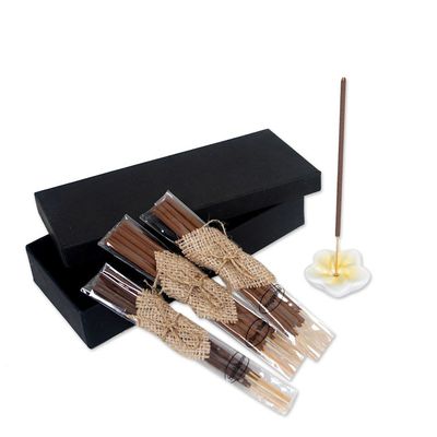 Alternate image for Aromatherapy Boxed Gift Set with 18 Incense Sticks Holder Plumeria Sunrise