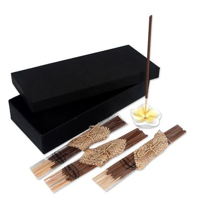 Alternate image for Aromatherapy Boxed Gift Set with 18 Incense Sticks Holder Plumeria Sunrise