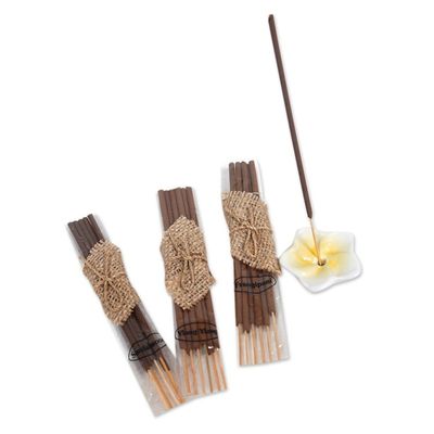 Alternate image for Aromatherapy Boxed Gift Set with 18 Incense Sticks Holder Plumeria Sunrise