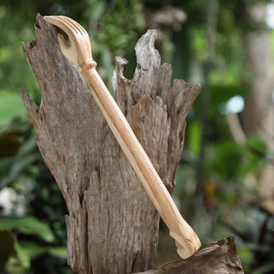 Alternate image for Wood Back Scratcher Carved by Hand in Bali with Owl Motif Give Me a Hand