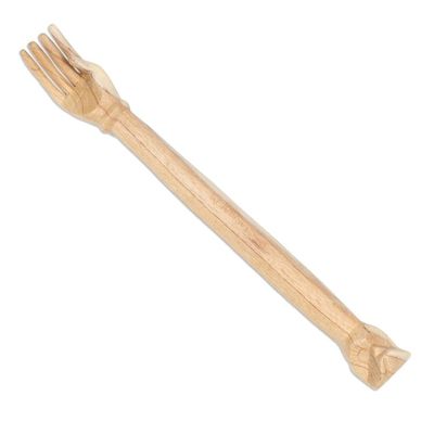 Alternate image for Wood Back Scratcher Carved by Hand in Bali with Owl Motif Give Me a Hand