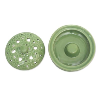 Alternate image for Handmade Porcelain Mosquito Coil Holder with Floral Motif Plumeria Spring