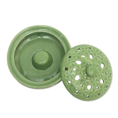 Alternate image for Handmade Porcelain Mosquito Coil Holder with Floral Motif Plumeria Spring