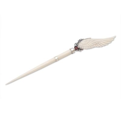 Alternate image for Wing Hairpin with Sterling Silver Accents and Garnet Jewel Angel of Passion