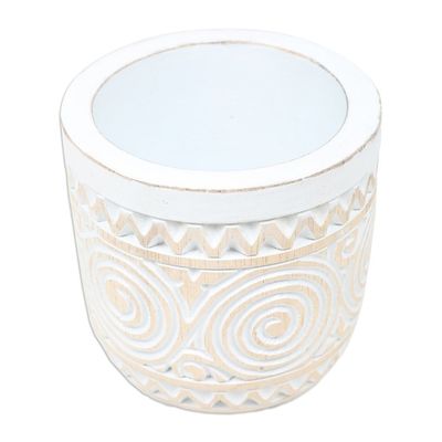 Alternate image for Hand-Carved Wood Decorative Vase with Distressed Finish Spiral Beauty