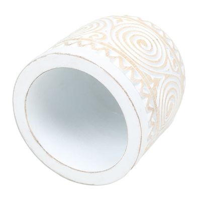 Alternate image for Hand-Carved Wood Decorative Vase with Distressed Finish Spiral Beauty