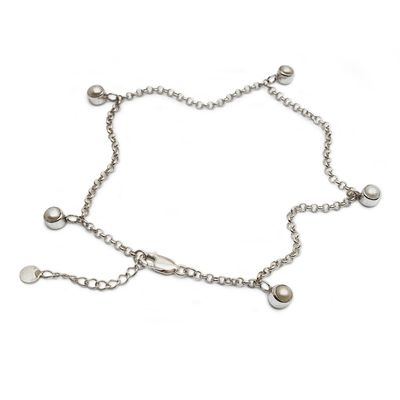 Alternate image for Sterling Silver Anklet with Cultured Pearl Charms from Bali Ocean Treasures