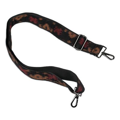 Alternate image for Ikat-Patterned Adjustable Brown and Red Cotton Bag Strap Bond to Klungkung