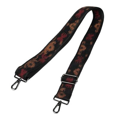 Alternate image for Ikat-Patterned Adjustable Brown and Red Cotton Bag Strap Bond to Klungkung
